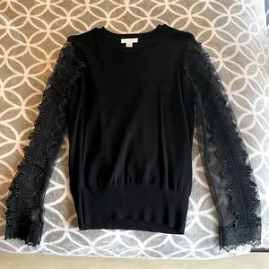 Black Ruffled-Sleeves Sweater Top